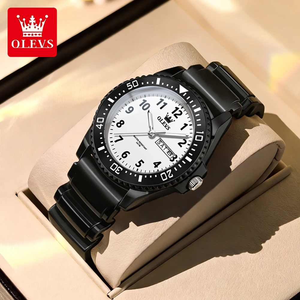 

OLEVS 2703 Simple Quartz Movement Watch Dual Calendar Dispaly Silicone Strap Digital Scale 30m Waterproof Brand Student Watch