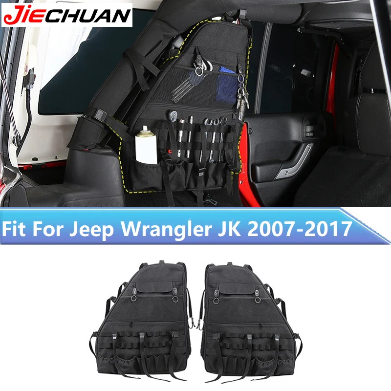 

JIECHUAN Car Roll Bar Storage Bag Multi-Pockets Cargo Cage Fit for Jeep Wrangler JK 2007-2017 4-Doors,Car Organizers Accessories