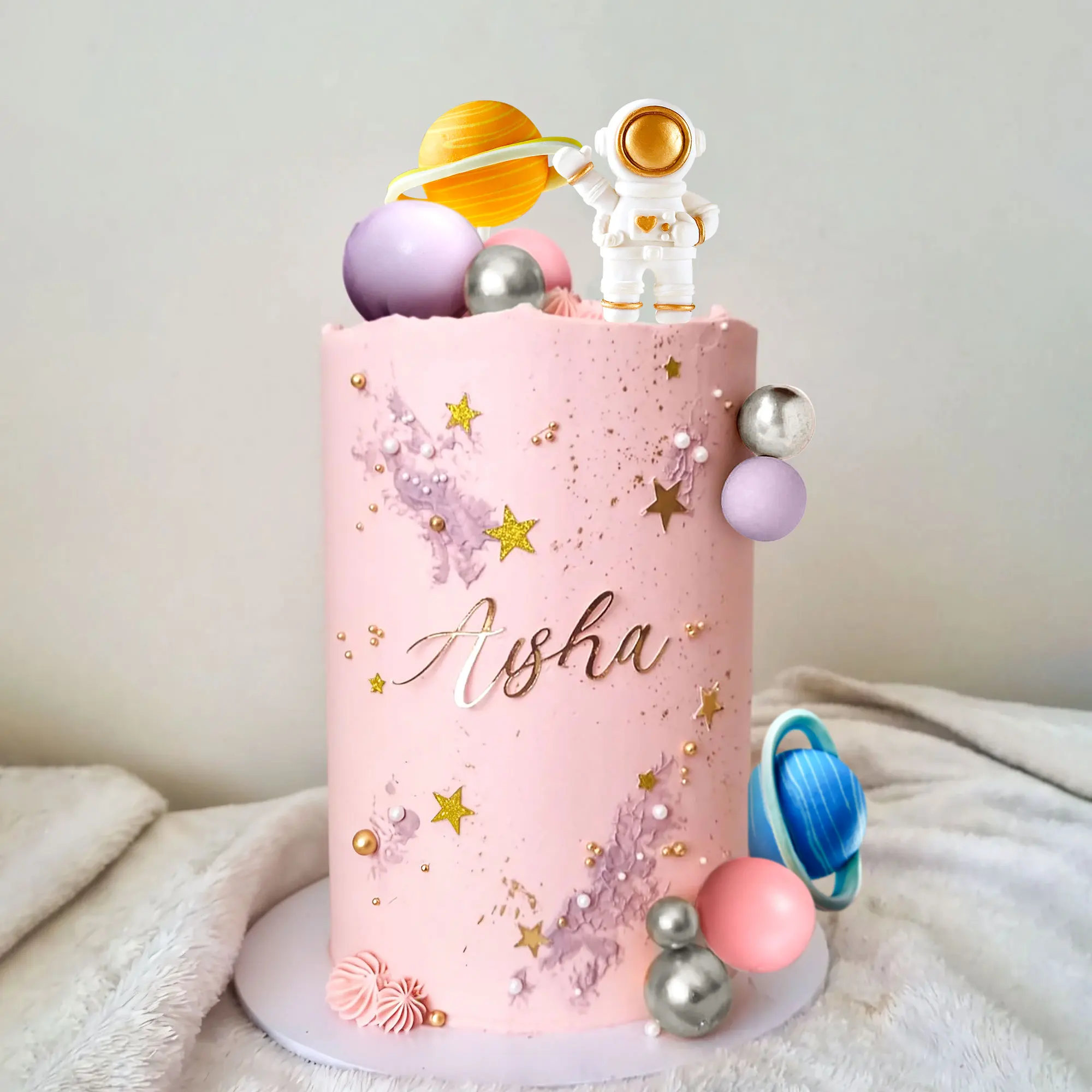 Adornos para tarta espacial LaVenty, adornos para tarta con estrellas y cohetes de astronauta del espacio exterior, suministros para fiesta de cumpleaños, Baby Shower