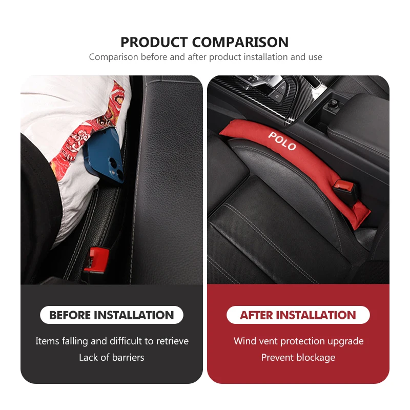 Car Sticker Cup Holders For Volkswagen VW Car Seat Gap Plug Fur Auto Seat Gap Filler For Drops Prevention Mk6 CC B5 B6 B7 Golf 4 - view 2