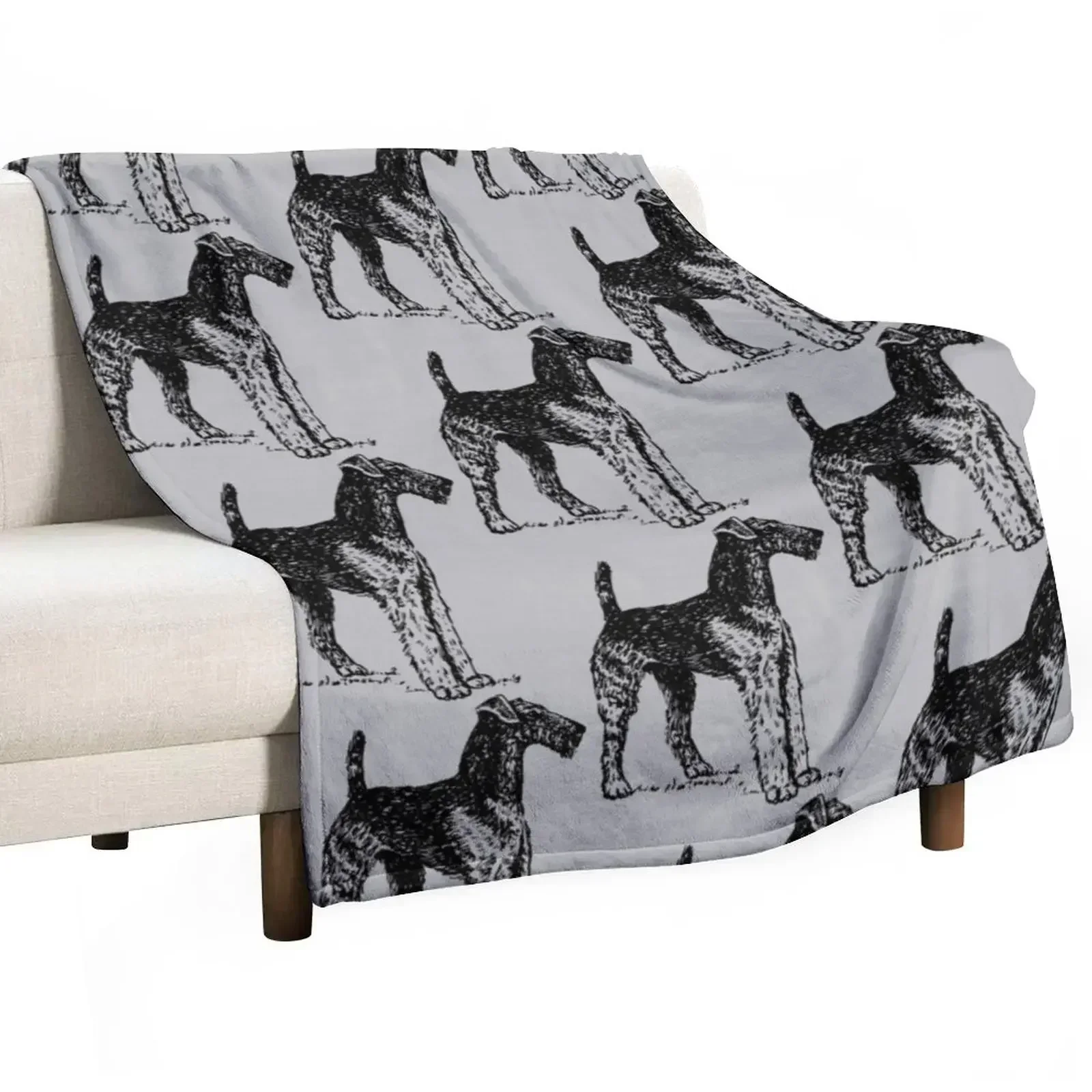 

Airedale Terrier Throw Blanket Summer Retros Blankets