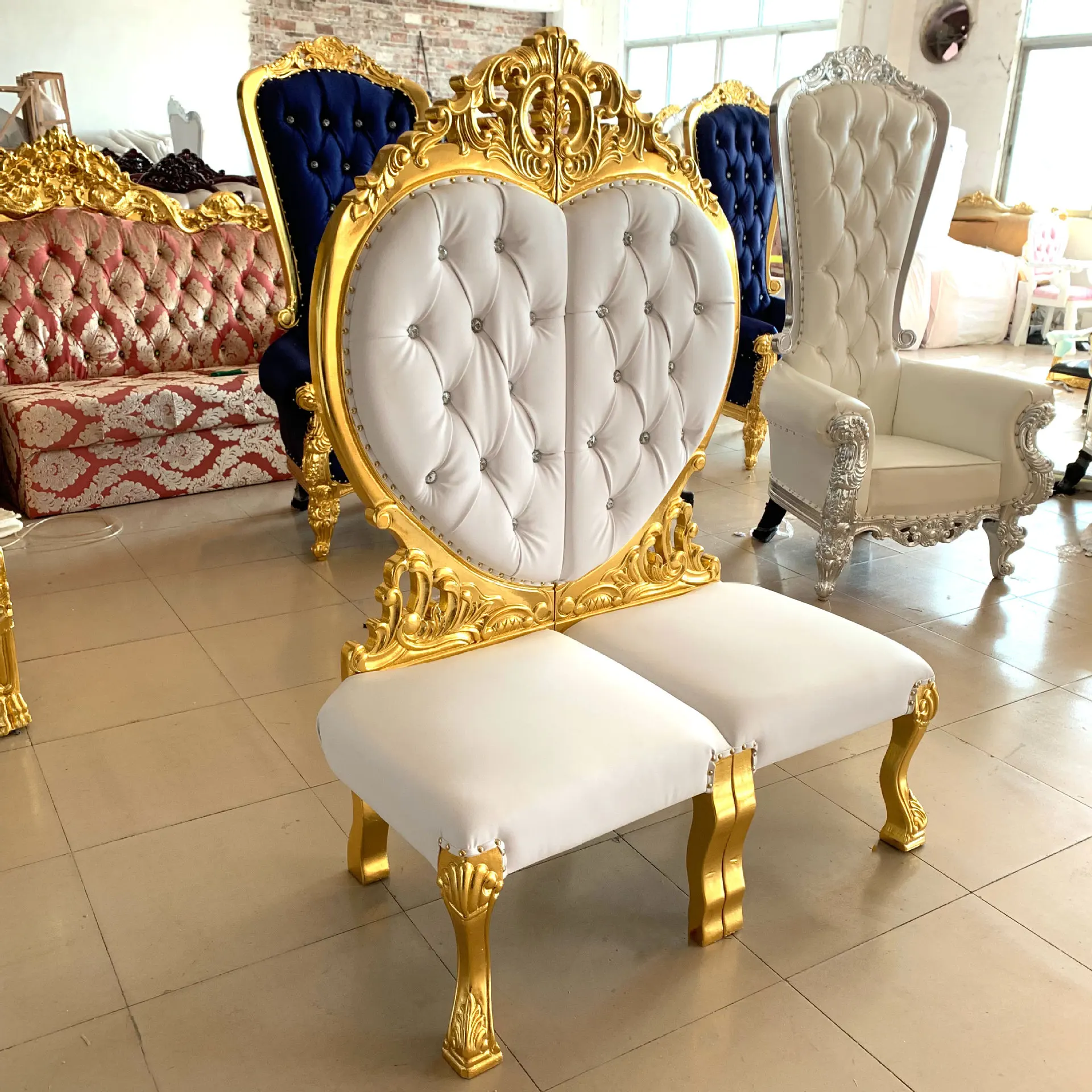 European high-back sofa chair King chair Queen sofa, foot leisure  Foreign wedding Solid wood love