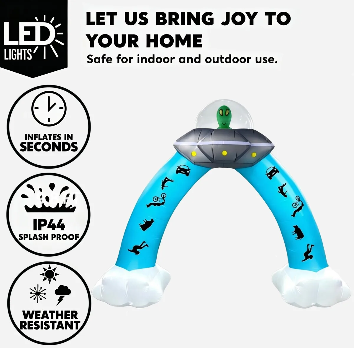 Outdoor Holiday Decorations Halloween Large Inflatable UFO Alien Arch LED For Yard Outside Display
