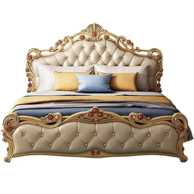 European bed 1.8 meters double leather solid wood wedding princess double 1.5 meters master bedroom storage