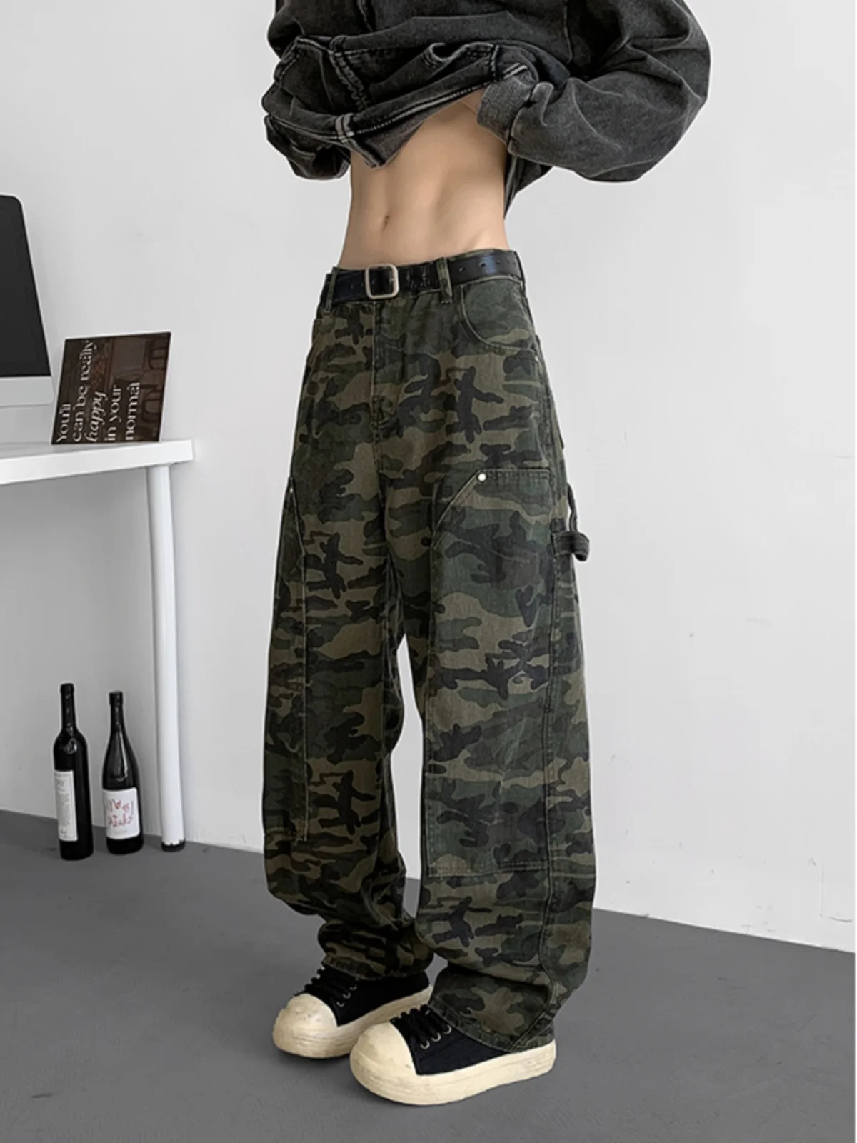 

Мужские рабочие брюки в стиле ретро-американский камуфляж, осенне-зимние, свободные, широкие джинсы, повседневные, бренд Cleanfit Knife