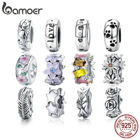 925 Silver Dog & Cat Footprint Charm bamoer