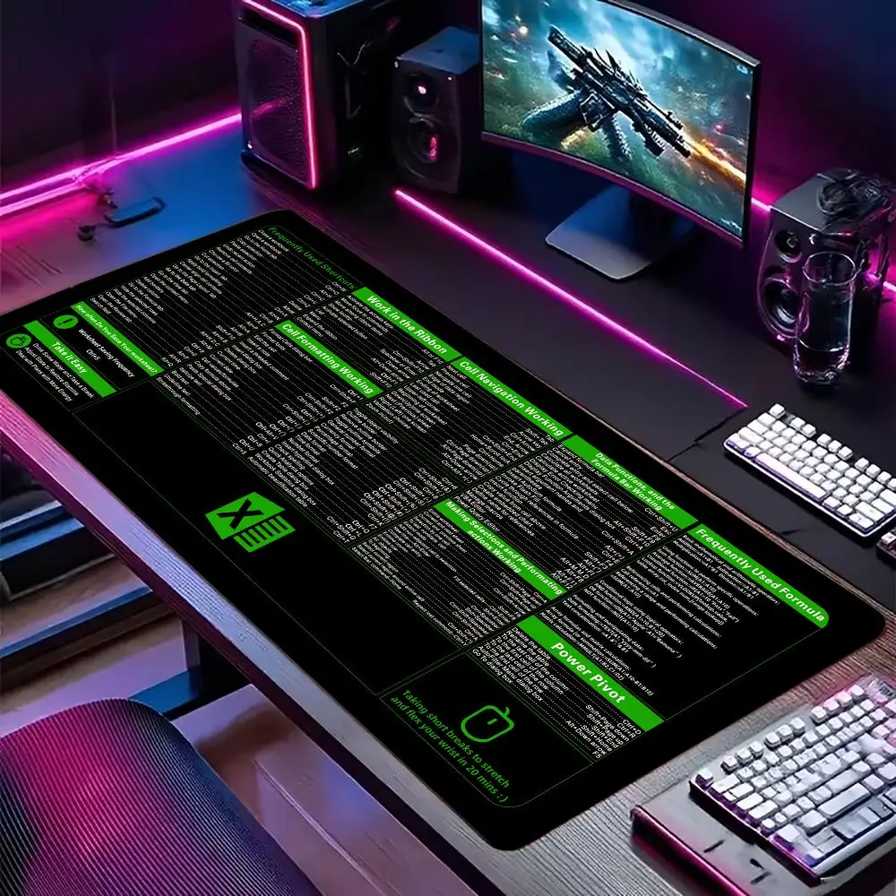 

Cool Mouse Pad Shortcut key Mouse Pad Large Computer Office Game Table Mats XXL Rubber Anti-slip Gaming Keyboard Long Desk Pads