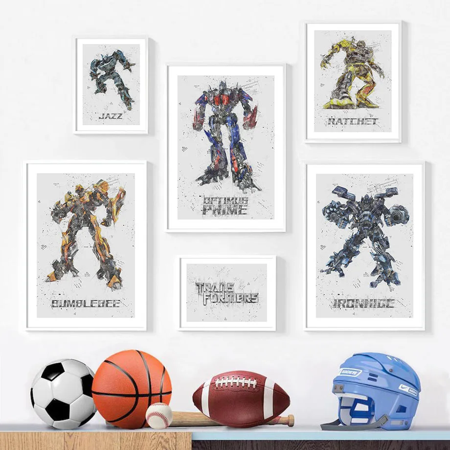 Transformation Optimus Robot Autobot Movie Kids Gift Wall Art Print Canvas Painting Nordic Poster Pictures For Living Room Decor