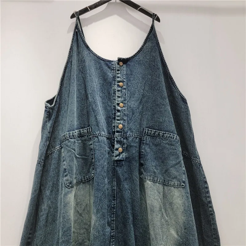 ANJY ฤดูใบไม้ร่วงใหม่ผู้หญิง Overalls Distressed Denim กระเป๋าสบายๆขากว้าง Harem Baggy กางเกงอินเทรนด์ Vintage Streetwear กางเกงยีนส์ A10153