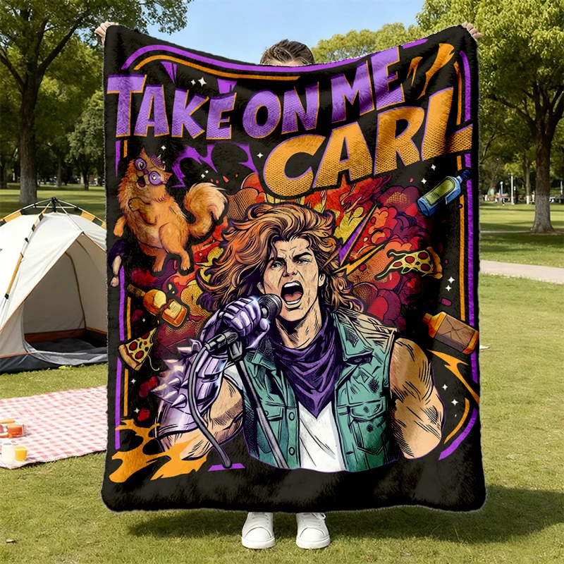 Dungeon Crawler Carl Funny Flannel Blanket , Take On Me Carl Karaoke Flannel Throw, Funny Carl Parade Of