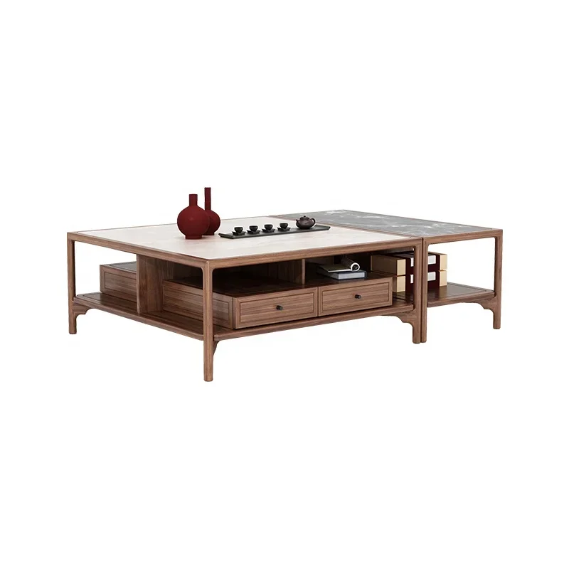 

Chinese home marble desktop coffee table set storage function coffee table