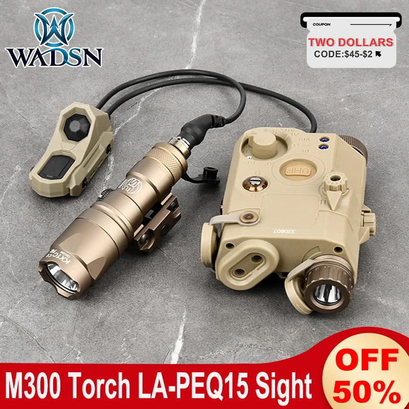 

WADSN Tactical LA PEQ 15 Red/Green/Blue IR Fill Laser&Airsoft SureFir M300 M600 Flashlight&AXON Remote Pressure Switch Hunting
