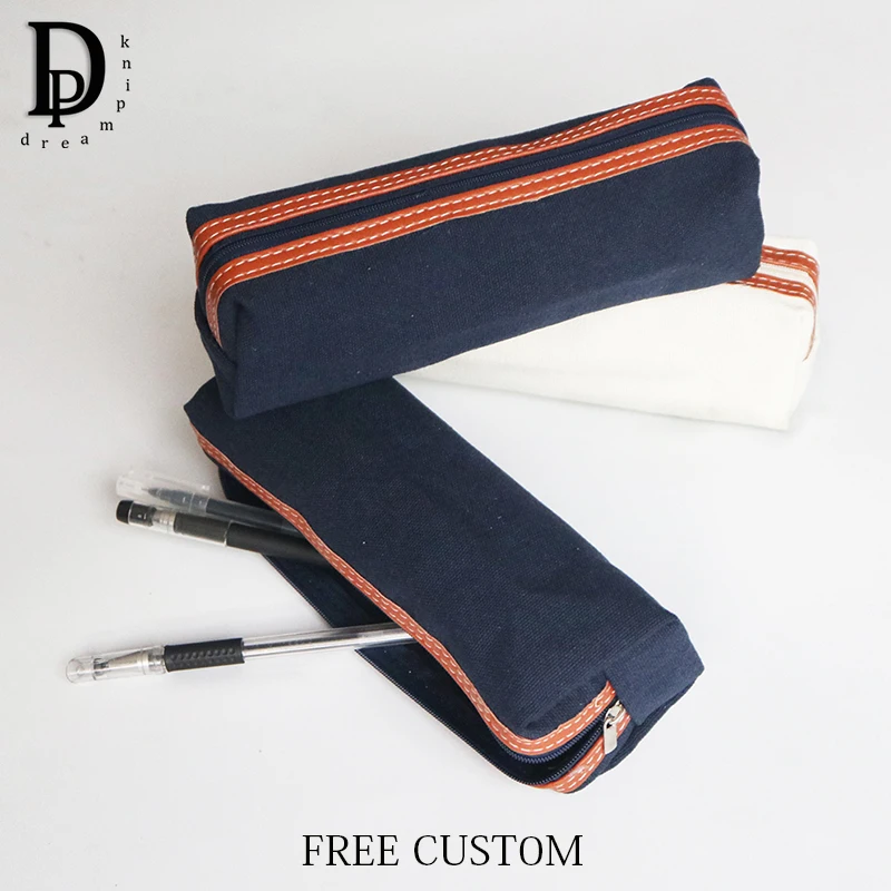 Fashion Business Cosmetic Bag Pen Holder Canvas Zipper Office Storage Bag Portable Travel Make Up Bag Toiletry Bag Pencil Case