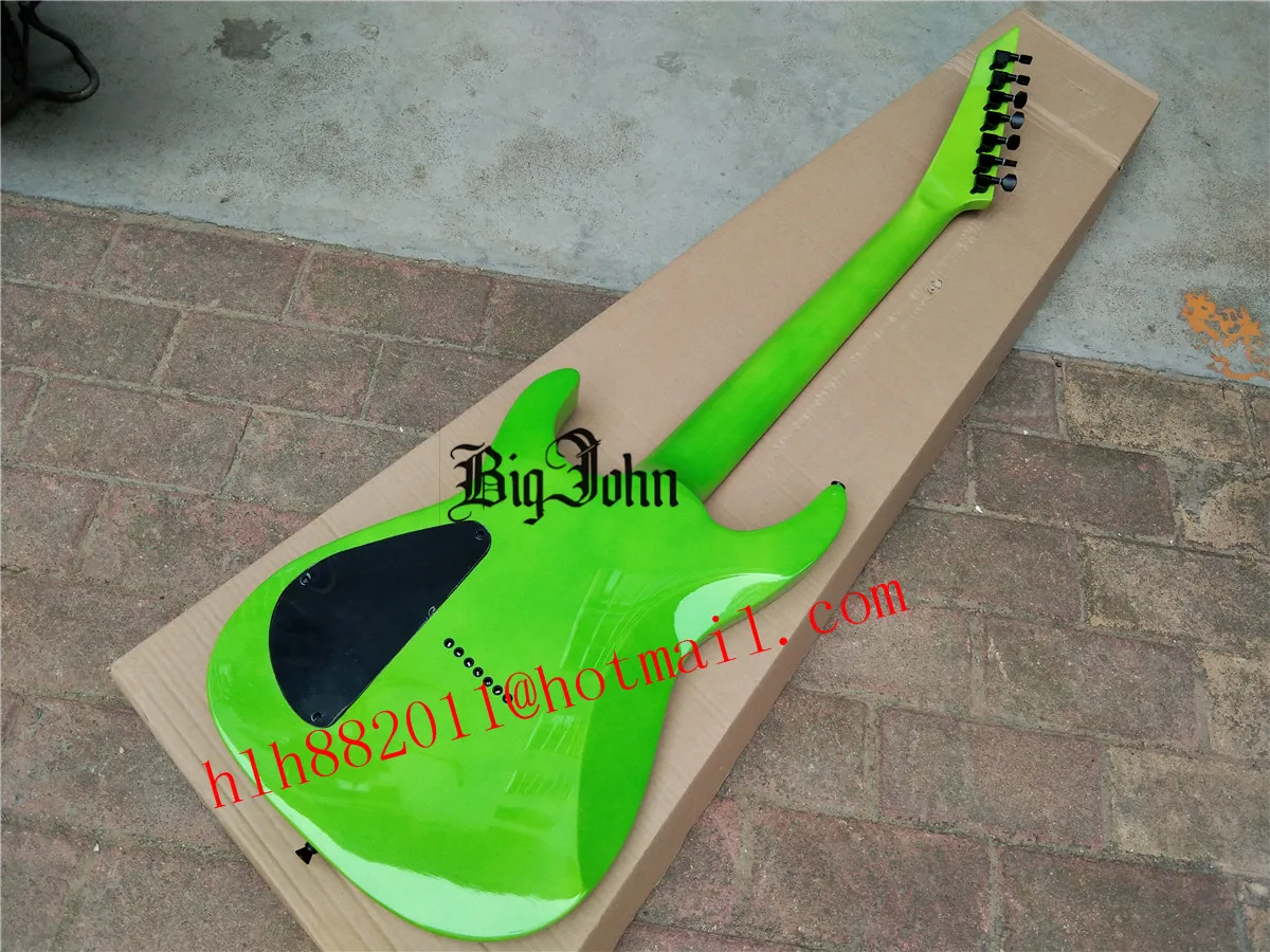 Green 7 Strings Electric Guitar, Neck Through Body ,Basswood Body, Rosewood Fingerboard, Black Hardware, BJ-510