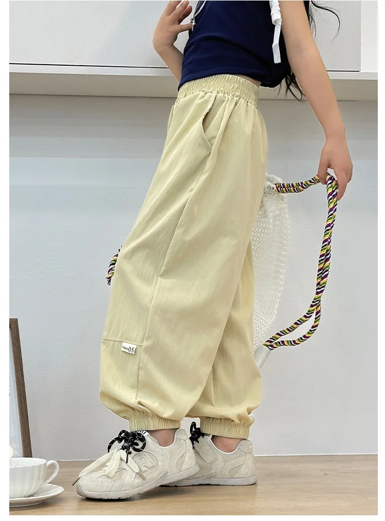 Teenager-Mädchen-Hosen, Sommer-Cargohosen mit Bändern für Mädchen, Jogginghosen, Kinderhosen, lässige, dünne Kinderkleidung für Mädchen von 2-6 Jahren – Detail 11