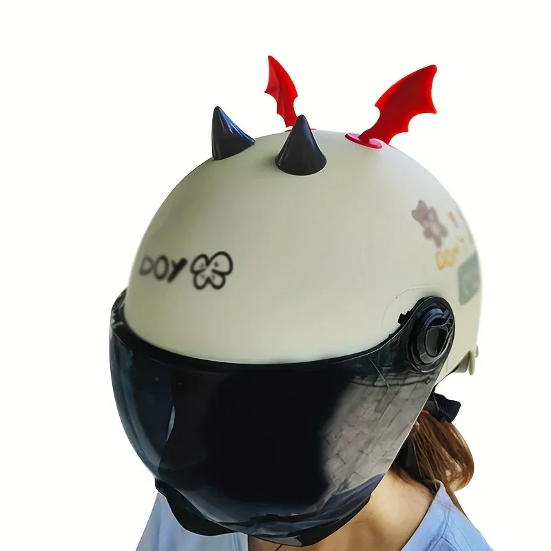 Helmet Wing Decorations Removable 3D Demon Wings with Suction Cups, Universal Fit for All Riding Helmets, Edgy Biker Accessory