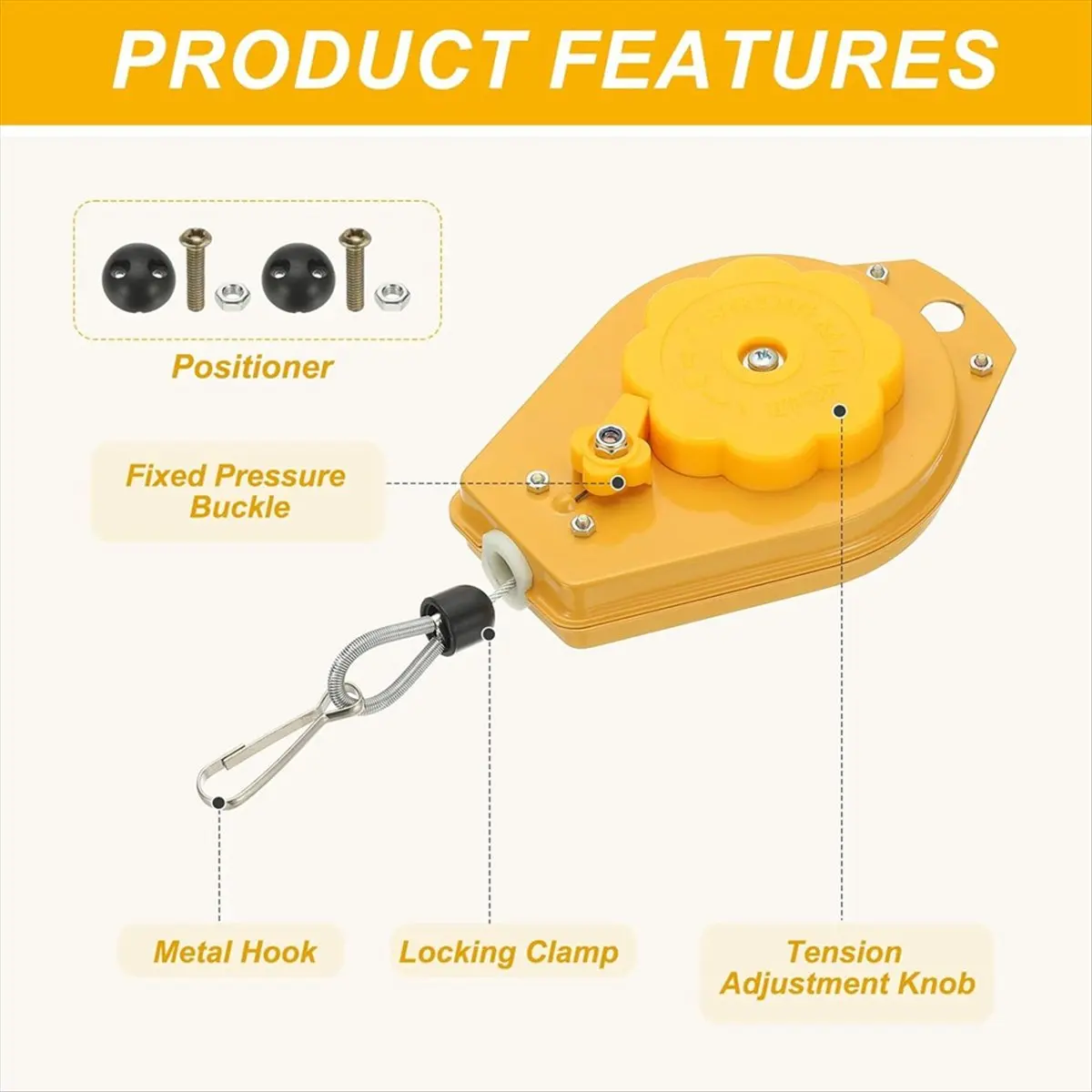 X16A Hot Retractable Spring Balancer, Bearing Spring Tool Load Balancer 4 Feet Adjustable Cable Retractor 3.3-6.6lbs (1.5-3kg)