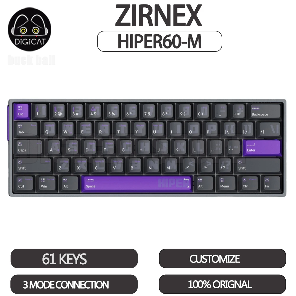 Zirnex Hiper60-M Magnetic Switch Keyboard Rgb 8k Wired Gamer Keyboard 61keys Pbt Keycaps Aluminum Customized Pc Accessory Gifts