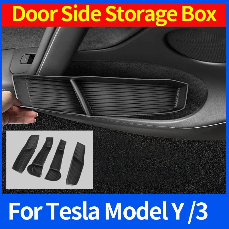

Door Side Storage Box Front Rear Door Handle Armrest Tray Organizer for Tesla Model Y Juniper 2020 - 2025 Model 3 Highland