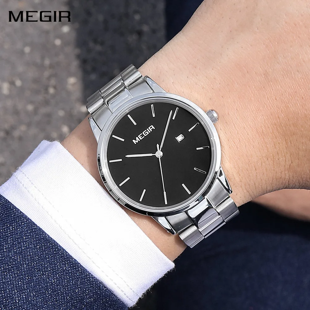 

MEGIR Quartz Watch for Men Top Brand Luxury Steel Band Wristwatches Business Casual Date Clock Waterproof Relogio Masculino 2164