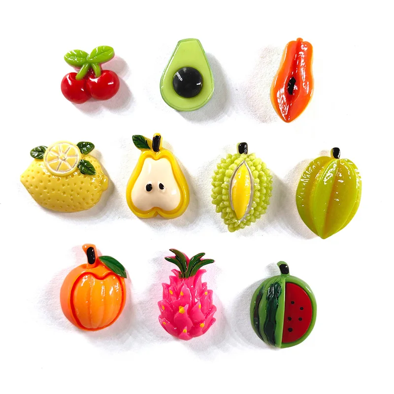 10pcs Fruit Fridge Magnet Durian Avocado Pear Figurine Resin Refrigerator Whiteboard Sticker Diy Decoration Kitchen Accessories