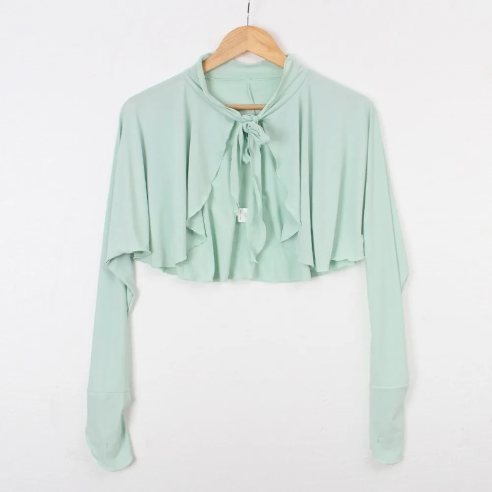 

Дышащий ультратонкий укороченный топ с длинными рукавами, анти-УФ-быстросохнущие солнцезащитные рукава, чехлы на руку, короткая блузка, шаль из ледяного шелка для вождения