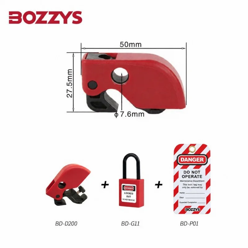 BOZZYS Industria  MCB Toggle Breaker Lockout Kit, OSHA LOTO Energy Isolation Set, Padlock & Warning Tags Included