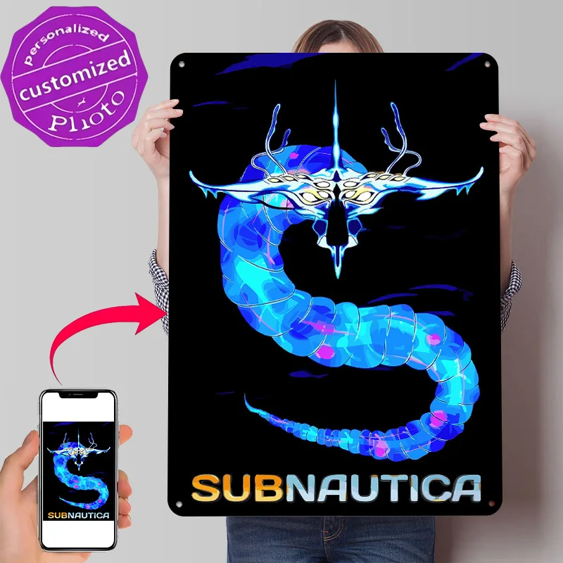 Subnautica Leviathan Digital Art Poster Retro 3D Printed Metal Signs Customized Wall Hanging Gift for Home Decoration Gaming