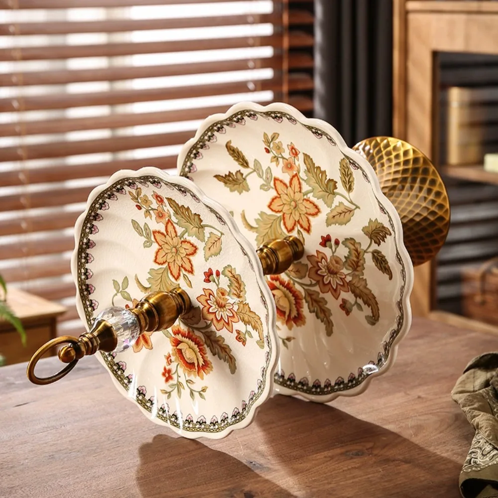 Creative European double-layer string plate ceramic afternoon tea American retro dessert plate birthday dessert service plate