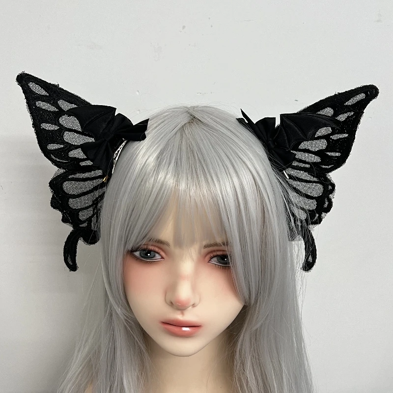 Motyl Gothic lolita cosplay Harajuku Punk opaski do włosów opaska do włosów obręcz do włosów Lolita klamra Punk cosplay opaska na głowę