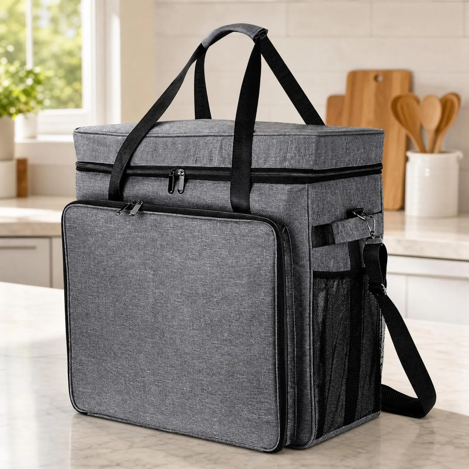 Foldable Slush Machine Cover Pouch Gray Travel Bag for Blender Freezer Drink Unit Protection