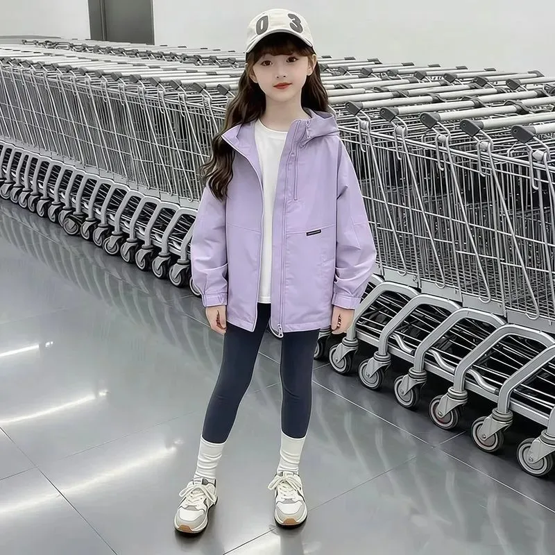 Girls Hooded Sports Jacket Stormtrooper Style Spring Autumn Versatile Children's Coat New Kids' Fashion Clothing 110-170cm