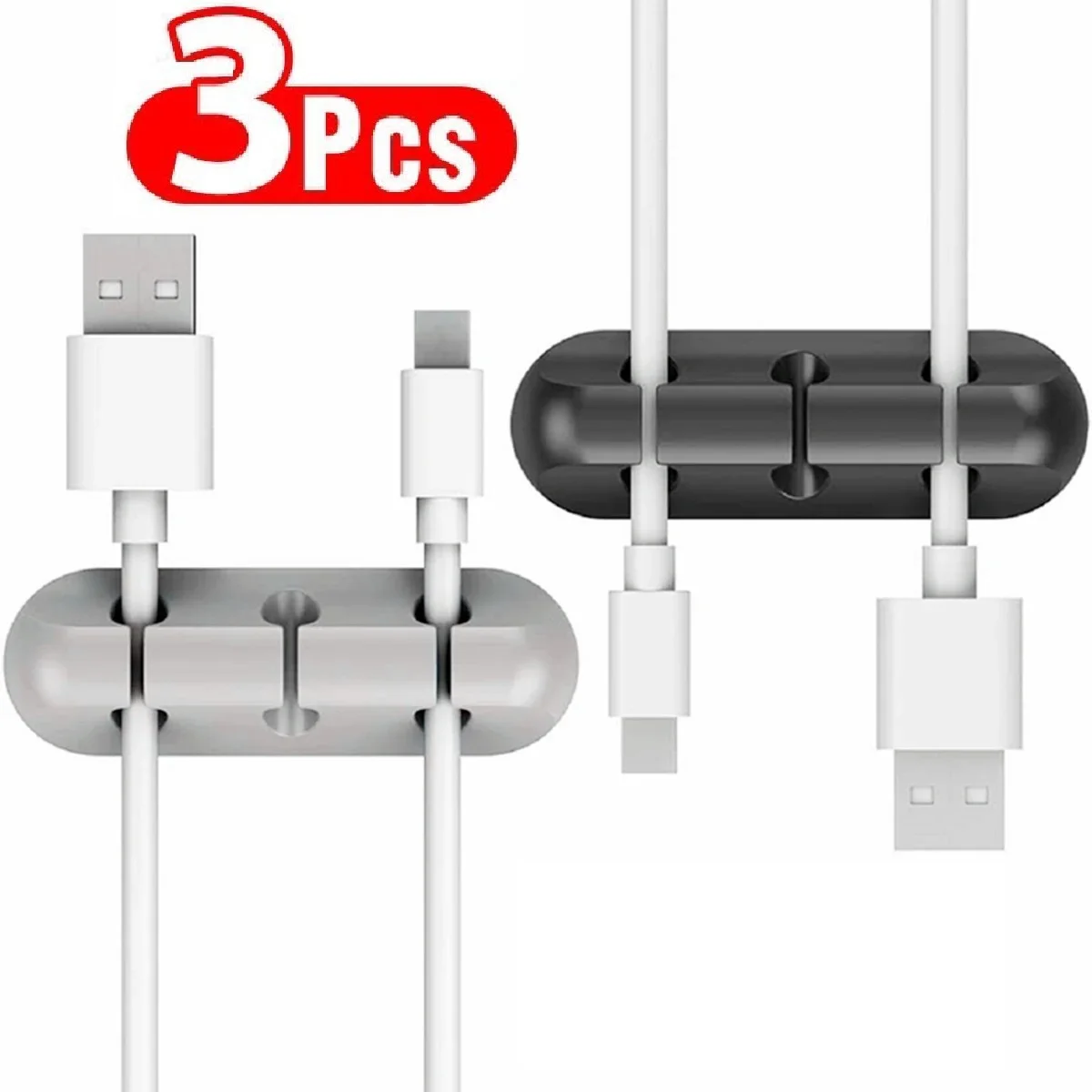 

3PCS Organizer Silicone Cable Winder Cable USB Holder Adhesive Cable Clips Cord Holder With Adhesive Backing For Desk And Car
