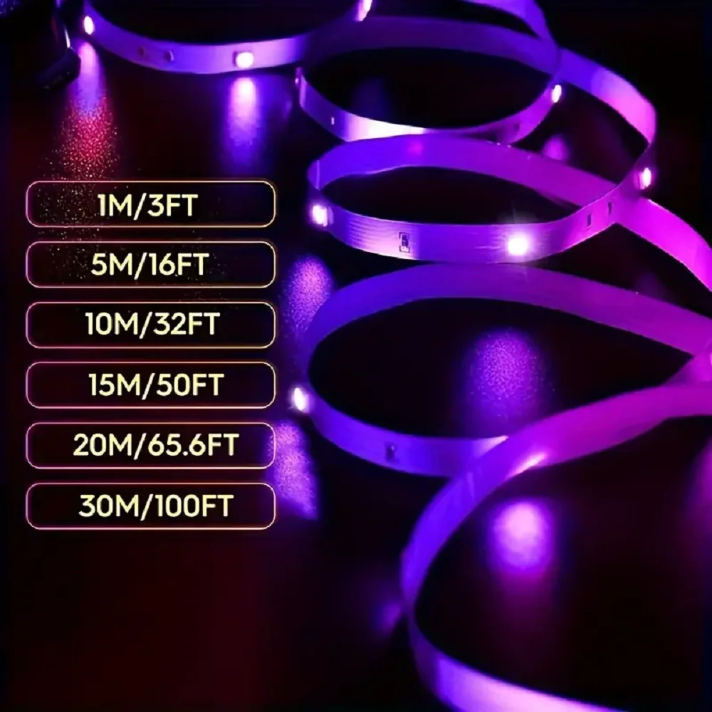 Imagem -04 - Rgb Led Strip Lights para Decoração de Casa 5050 Bluetooth App ir Controle Remoto Usb 1m 2m 3m 4m 5m 10m 15m 20m Luminoso para o Festival