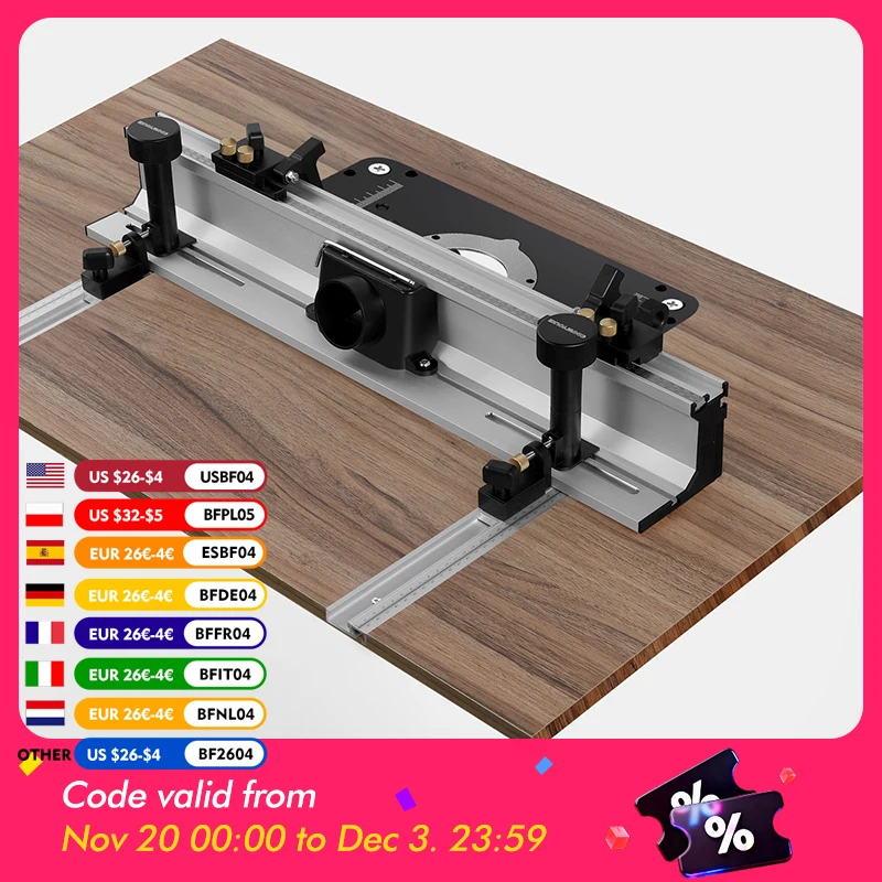 

700mm Woodworking Router Table Fence Aluminium Alloy Profile Fence with 300mm T-track Sliding Brackets Bit Guard by ENJOYWOOD