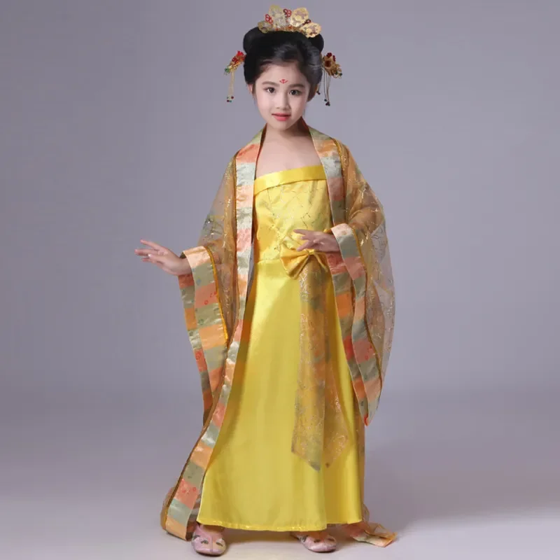 traditional chinese dance costumes children women girls for kids sleeve fan dress folk costume woman ancient hanfu clothing