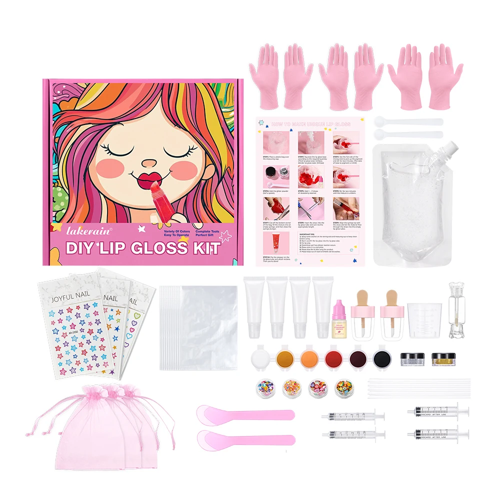 Nuovo kit per la creazione di lucidalabbra Base idratante per lucidalabbra Kit di strumenti per materia prima fai da te Matite labbra glitter lucide Smalto cosmetico fatto a mano