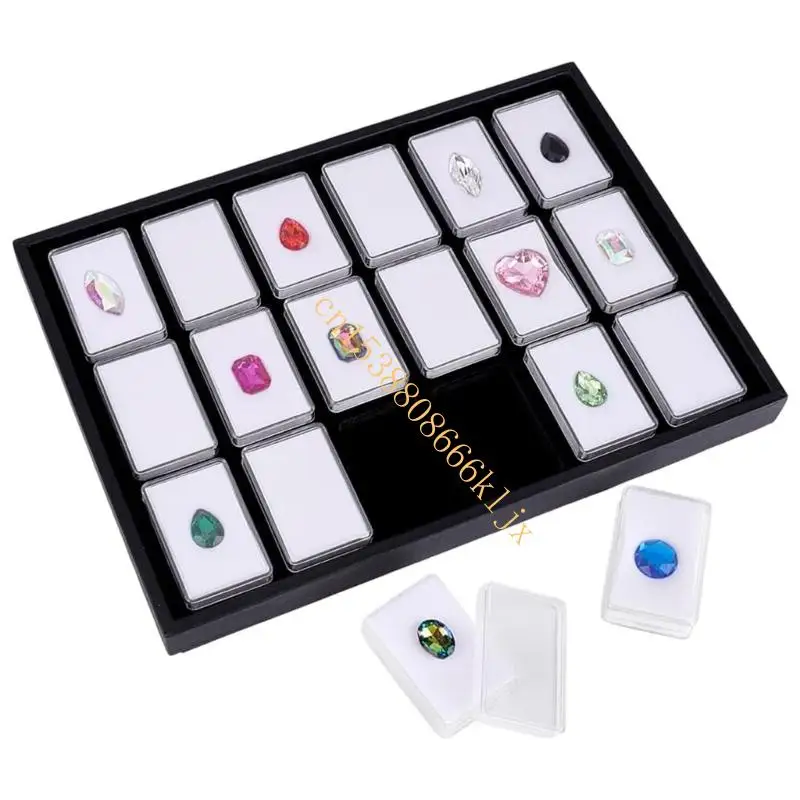 

Rhinestones Holder Jewelry Display Case for Rings Earrings and Fossils Showcase 066C