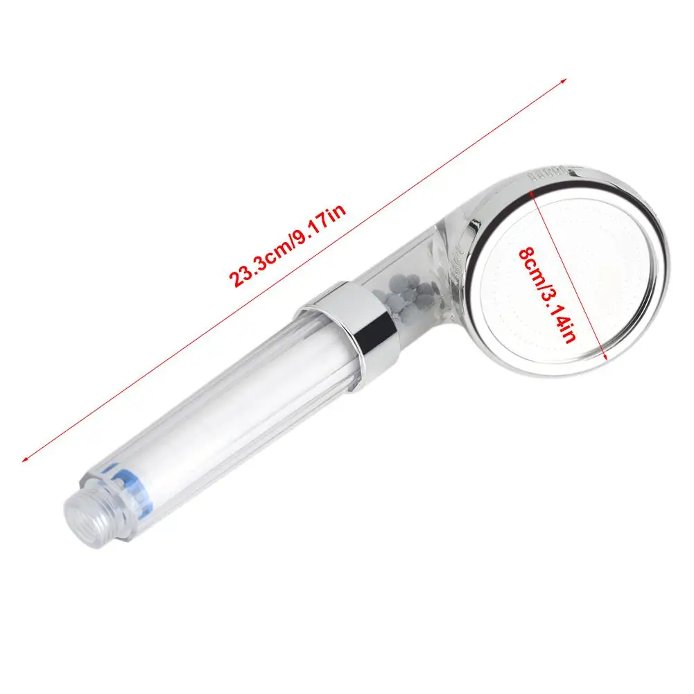 High Pressure Portable Handheld Shower Head Set - 1 Set with 3 Filters & Negative Ions for Water Saving