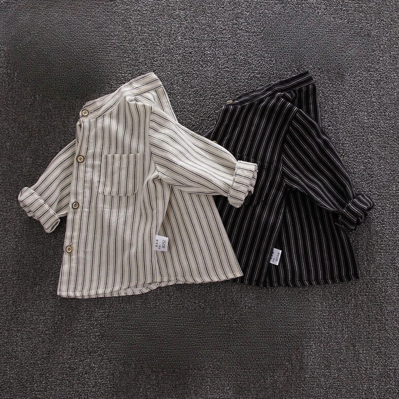 Nuovo bambino per bambini Primavera Abbigliamento per bambini Ragazzi Camicie Camicette Camicia a maniche lunghe con strisce Camicie casual in