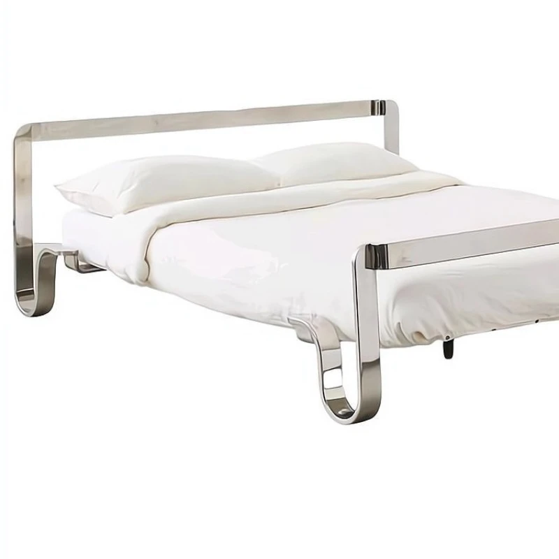 

Stainless steel 1.8m 1.5m double bed wedding simple bedroom princess wrought iron steel frame