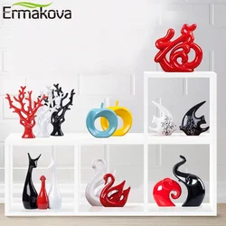 ERMAKOVA-estatuilla de animales de cerámica, estatua decorativa de porcelana de ciervo, decoración de escritorio para el hogar, regalo de boda de cumpleaños y Navidad