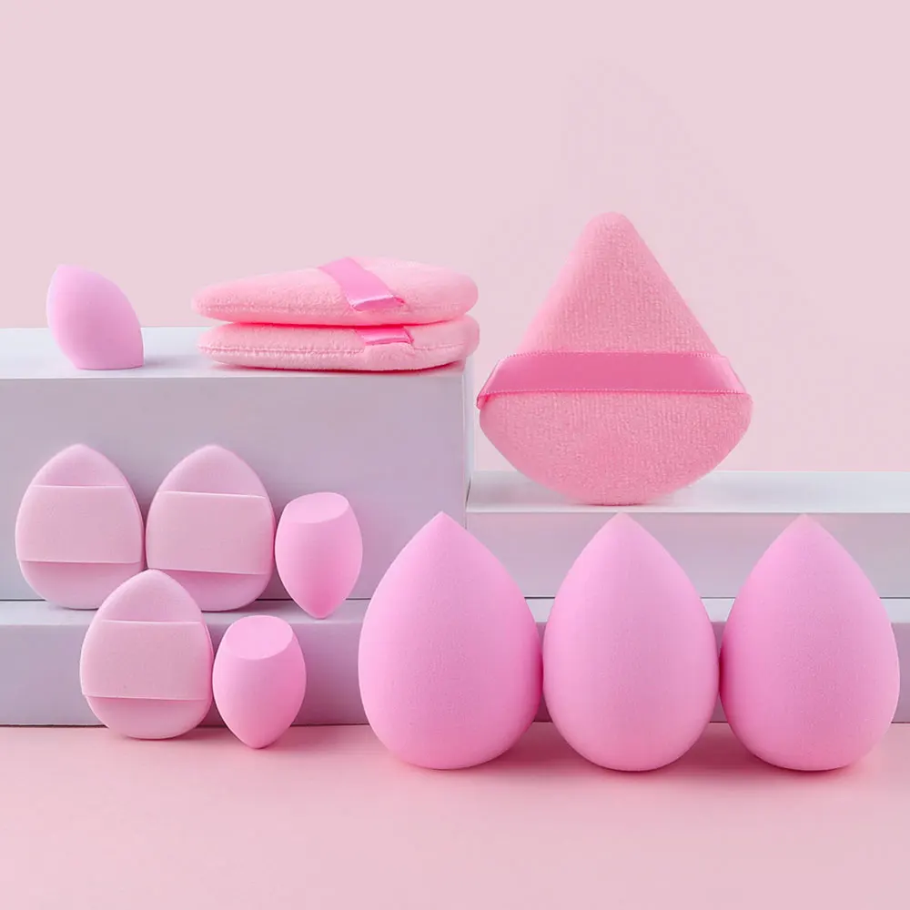 12/32 pçs conjunto de escova de maquiagem e esponja profissional conjunto de escova de maquiagem beleza liquidificador triângulo pó puff limpo pó puff