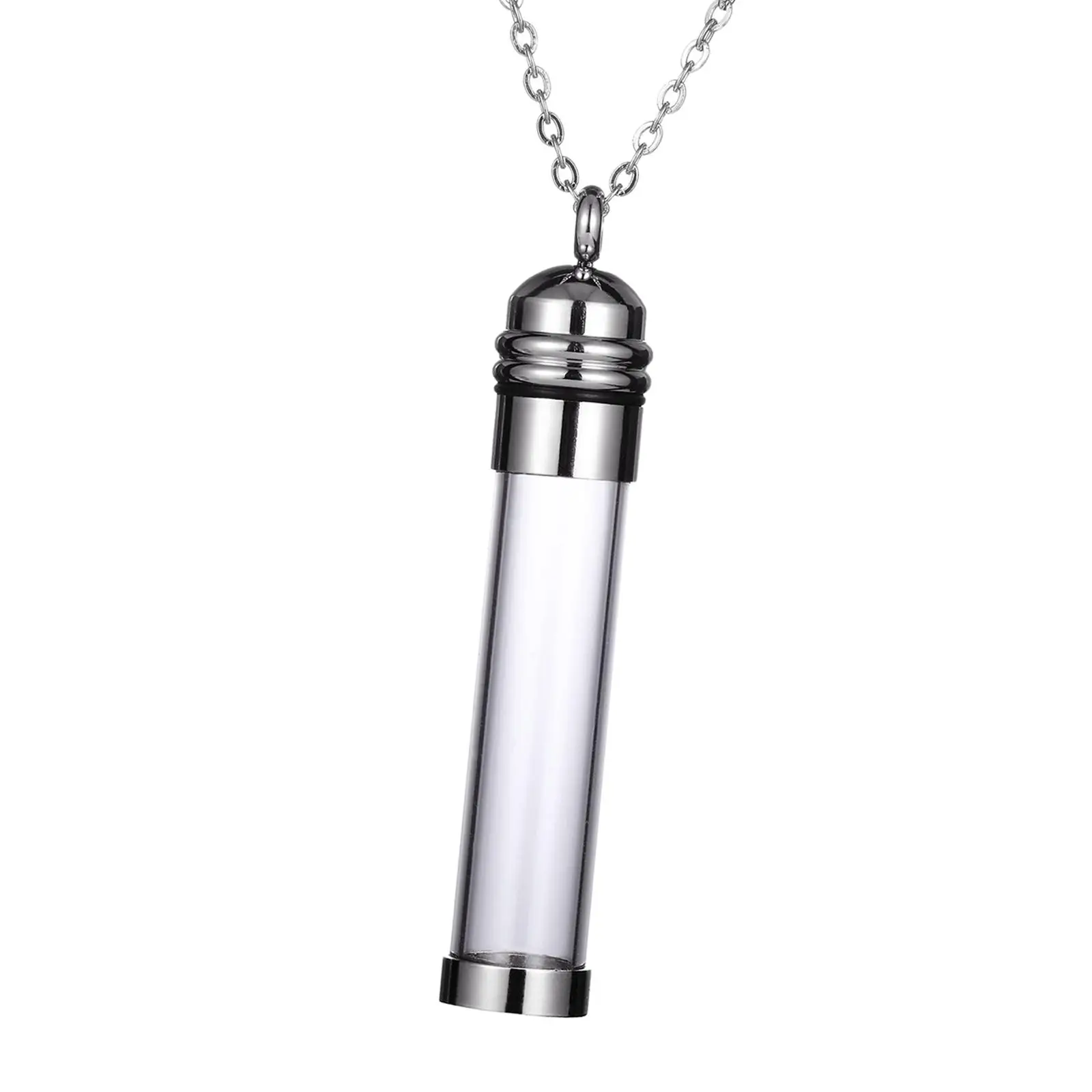 Clear Urn Necklace Cremation Ashes Jewelry Cylinder Locket Scent Container Waterproof Memorial Gift