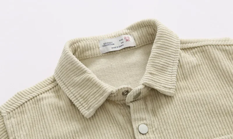 Corduroy Boys Cardigan Baby Boys Shirts Long Sleeve School Blouse Kids White Shirt for Toddler Boys Blouse Children Tops 2023