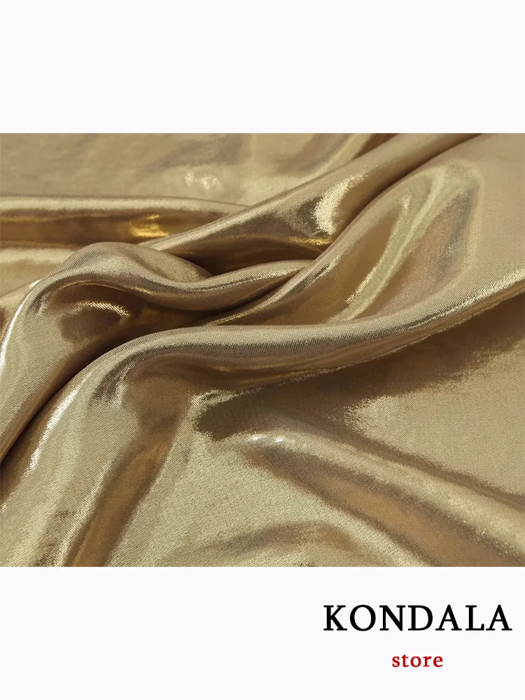 KONDALA Sexy Solid Golden Party Women Dress senza maniche con scollo a V Cami Metal Dress New Fashion 2023 Autunno Evening Night Club Dress
