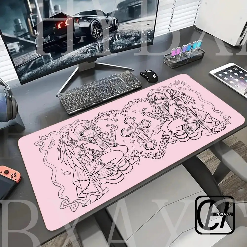 

900x400x3mm HYBXAXC Cute Girl Mouse Pad Cute HD Desk Pad Extended Gaming Keyboard Mats Large 90x40cm XXL Gamer Mousepad