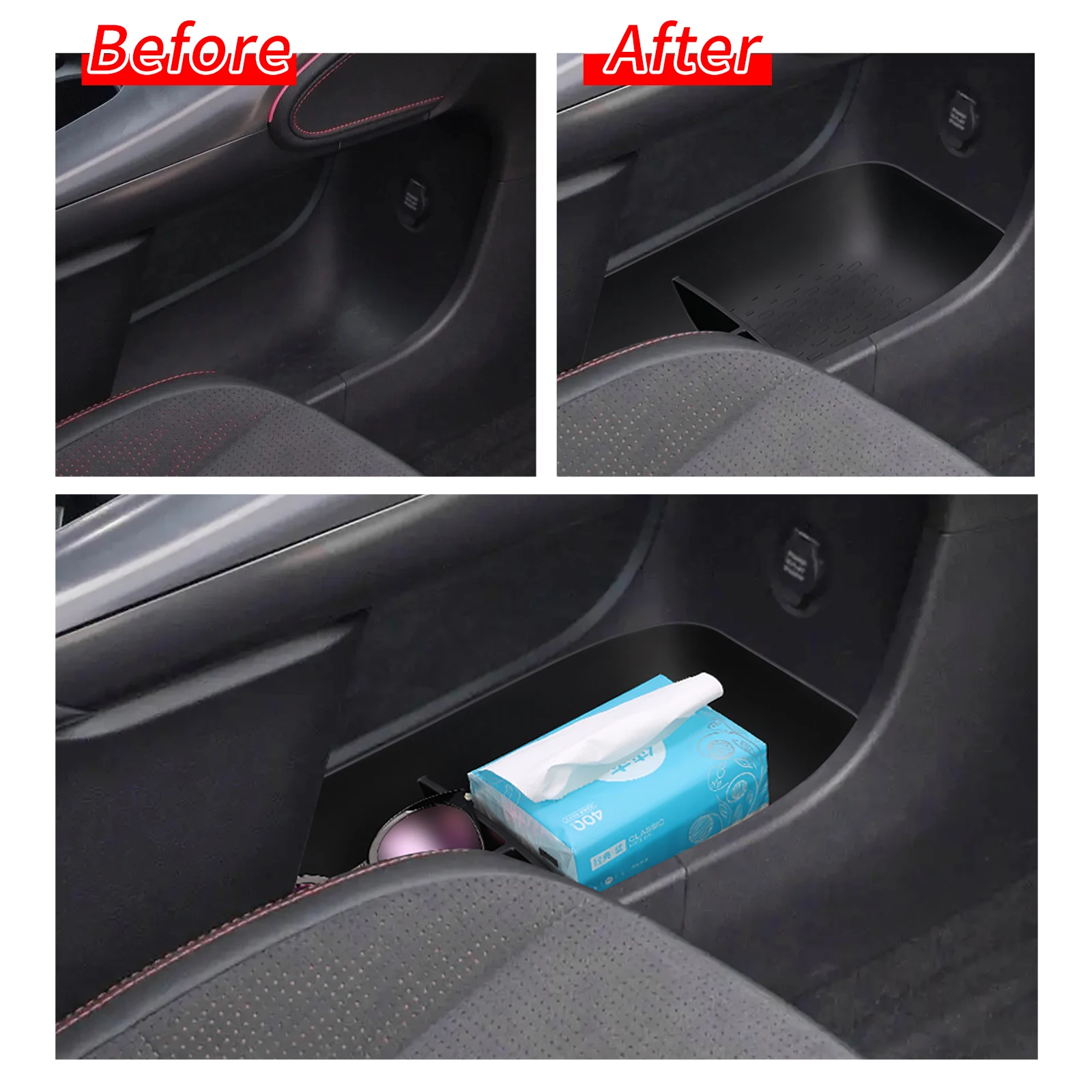 Smabee Car Center Console Box for Smart #3 TPE Central Lower Layer Storage Tray Organizer Accessories Stowing Tidying BLACK