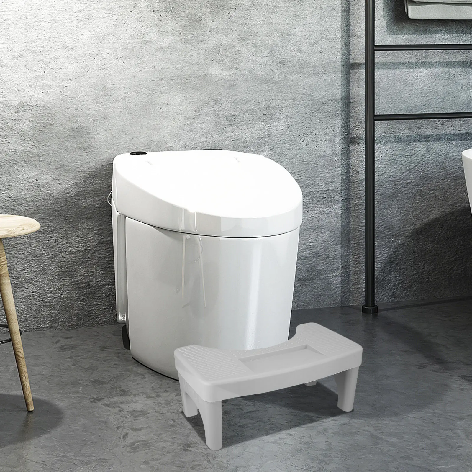 

Bathroom Toilet Stool Pure White PP Material Non Slip Pad Footstool Seat Cushion Poop Stool Plastic Step Stools for Adults