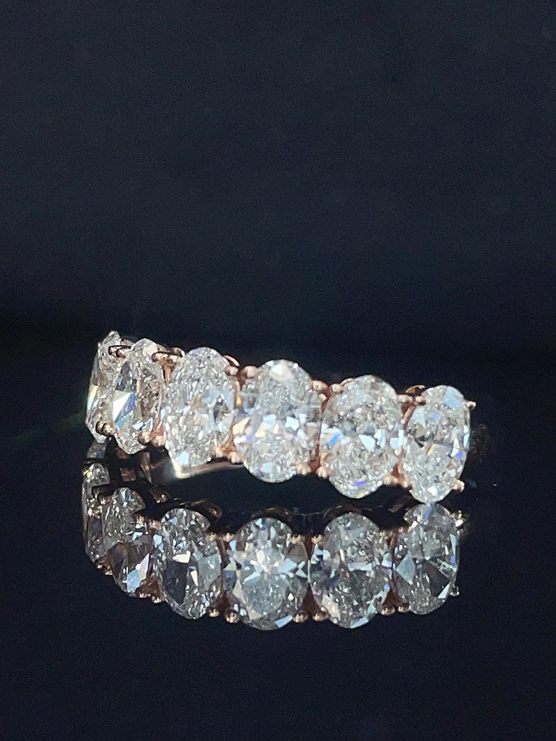 LUOWEND 100% 18K Rose Gold Rings Luxury Design 2.18carat Real Natural Diamond Engagement Ring for Women High Party Jewelry